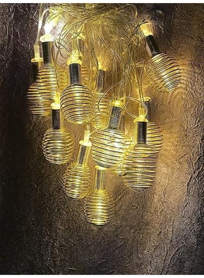 زوبا فرع زينة رمضان من النحاس على شكل لمبات LED، تصميم شبكي ذهبي، إضاءة زينة للحفلات والديكور المنزلي، مع نمط قطرات الماء المضيئة - Image 1